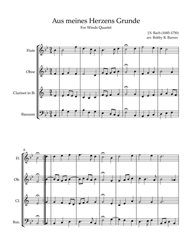 Aus Meines Herzens Grunde w/Barbershop Variation (Winds) (arr. Bobby R. Barnes)