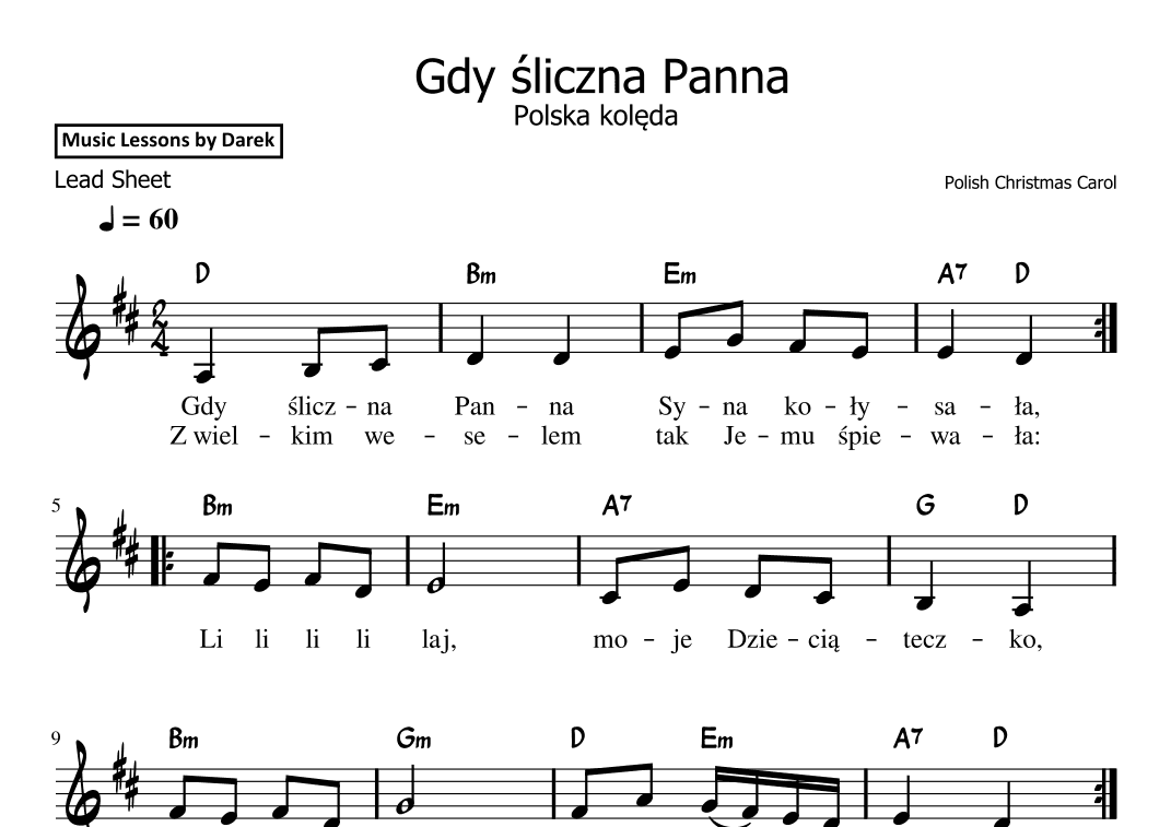 Gdy sliczna Panna (Polish Christmas Carol) [Lead Sheet] (arr. Darek)
