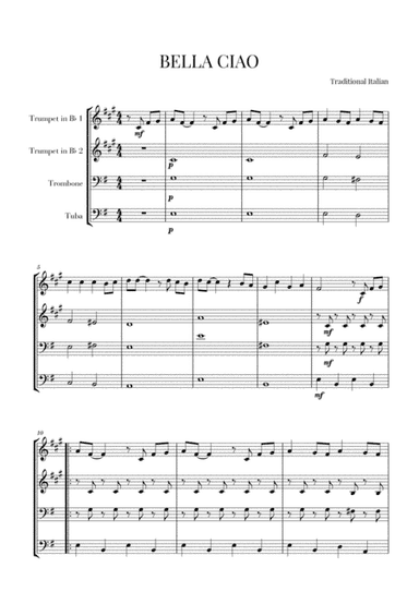 BELLA CIAO for Brass Quartet (arr. Cadenza Editions)