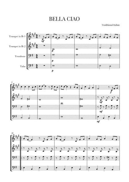 BELLA CIAO for Brass Quartet (arr. Cadenza Editions)