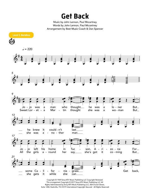 Get Back (arr. Best Music Coach)