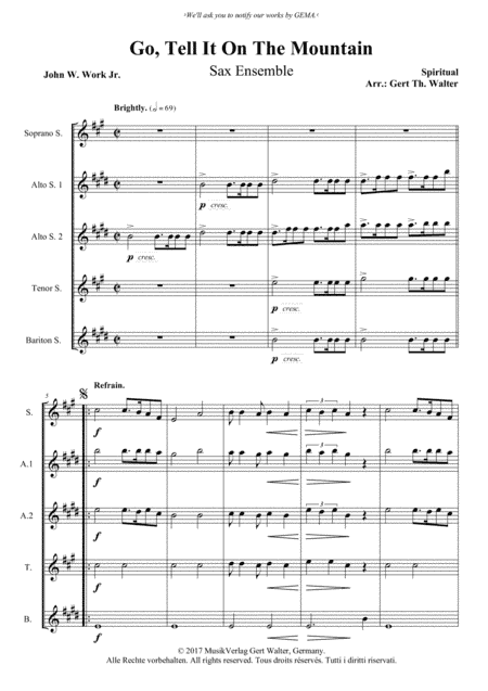 Go, Tell It On The Mountain (arr. Gert Th. Walter)