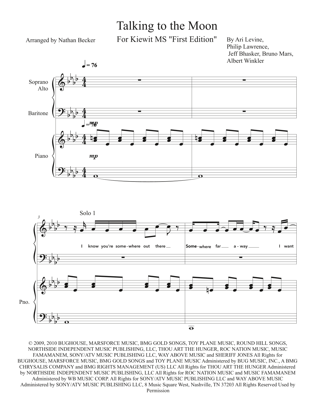 Talking To The Moon (arr. Nathan Becker)