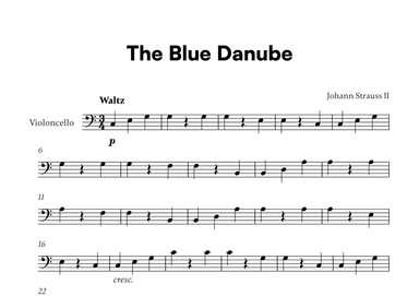 Johann Strauss II - The Blue Danube for Cello Solo (arr. Cadenza Editions)