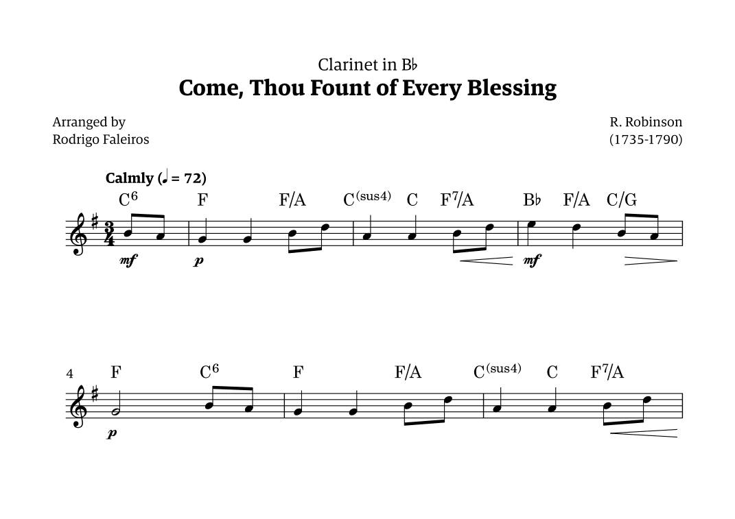Come Thou Fount of Every Blessing (arr. Rodrigo Faleiros)