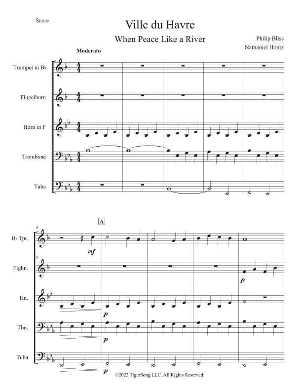 Ville du Havre ("It is Well with my Soul") for Brass Quintet (arr. Nathaniel Hontz)