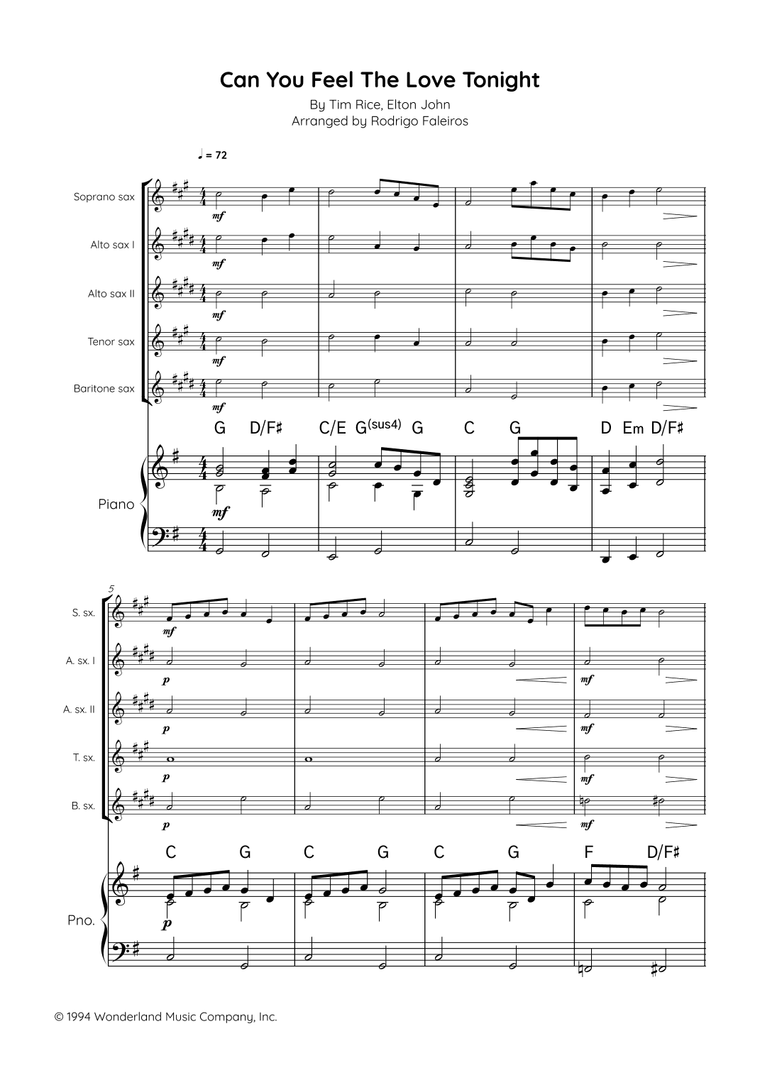 Can You Feel The Love Tonight (arr. Rodrigo Faleiros)