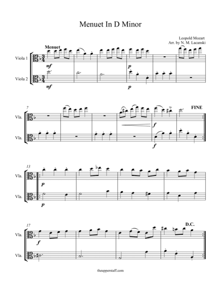 Menuet in D Minor (arr. Nick Lacanski)