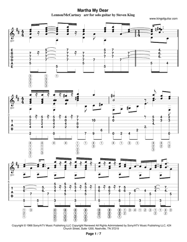 Martha My Dear (arr. Steven King)