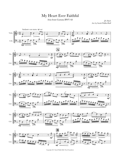 Bach's My Heart Ever Faithful (Violin & Cello) (arr. Sarah Wallin Huff)