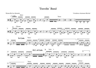 Travelin' Band (arr. Drum Transcription; Leo Alvarado)