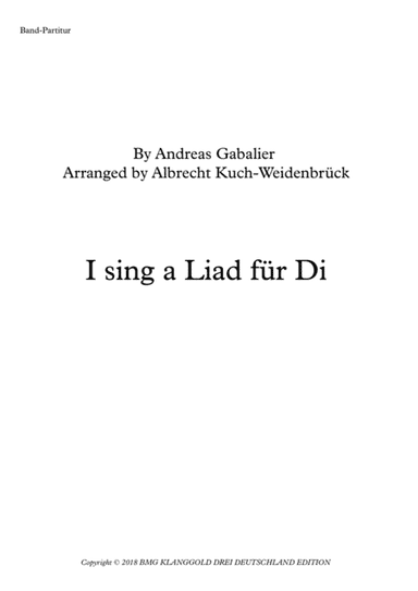 I Sing A Liad Fuer Di (arr. Albrecht Kuch-Weidenbrück)