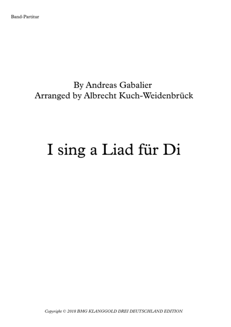 I Sing A Liad Fuer Di (arr. Albrecht Kuch-Weidenbrück)