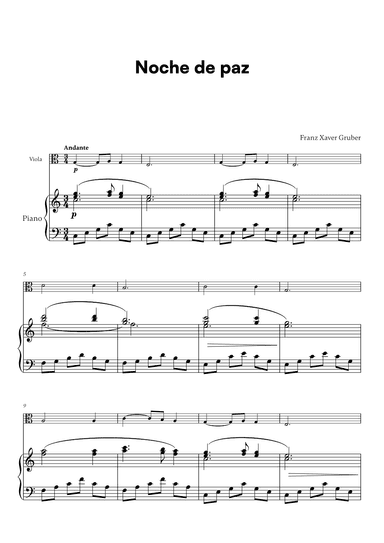 Franz Xaver Gruber - Noche de paz (for Viola and Piano) (arr. Cadenza Editions)