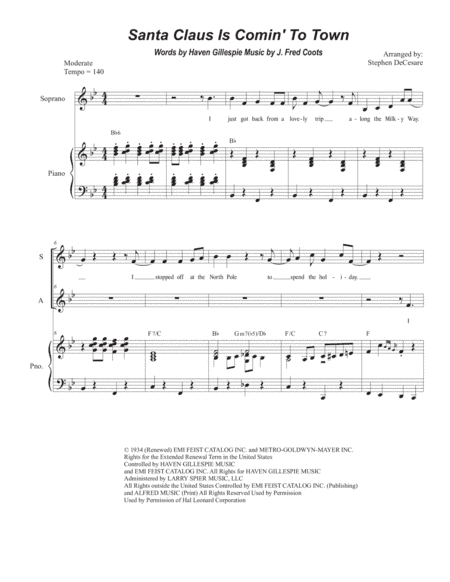 Santa Claus Is Comin' To Town (arr. Stephen DeCesare)