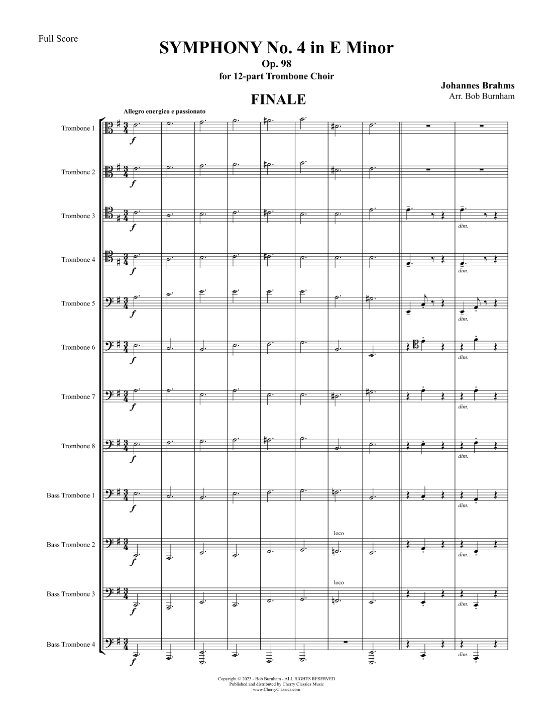 Symphony No. 4 Finale for 12-part Trombone Choir (arr. Bob Burnham)