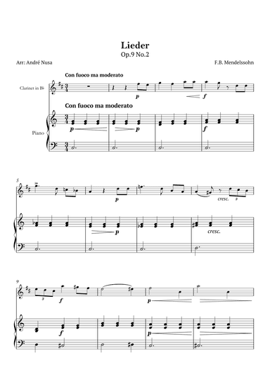 Lieder Op.9 No.2 (arr. André Nusa)