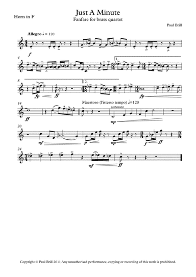 Just A Minute (Fanfare) - Horn