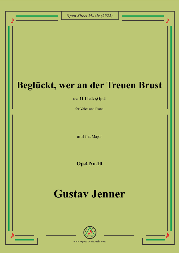 Jenner-Beglückt,wer an der Treuen Brust,in B flat Major,Op.4 No.10 (arr. OSM Press)