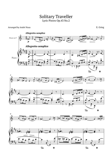 Lyric Pieces Op.43 No.2 (arr. André Nusa)
