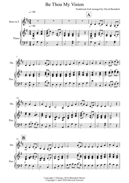 Be Thou My Vision for French Horn and Piano (arr. David Burndrett)