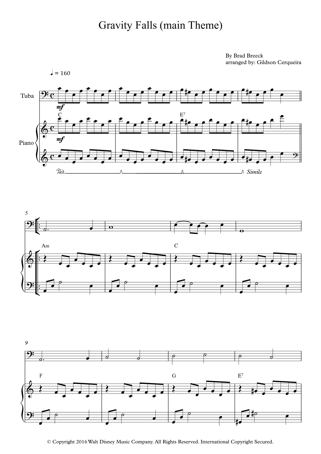 Gravity Falls (main Theme) (arr. Gildson Cerqueira)