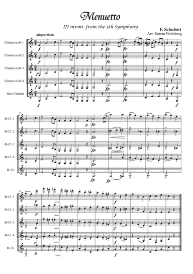 Menuetto from Symphony No.5 (Clarinet Quintet) (arr. Rotem Weinberg)