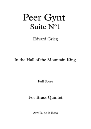 In The Hall of the Mountain King - Suite Peer Gynt N (arr. Daniel de la Rosa Oliva)
