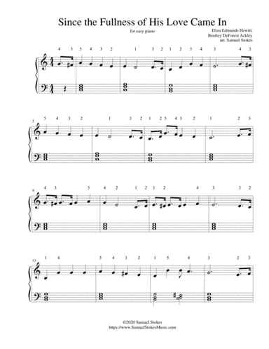 Since the Fullness of His Love Came In - for easy piano (arr. Samuel Stokes)
