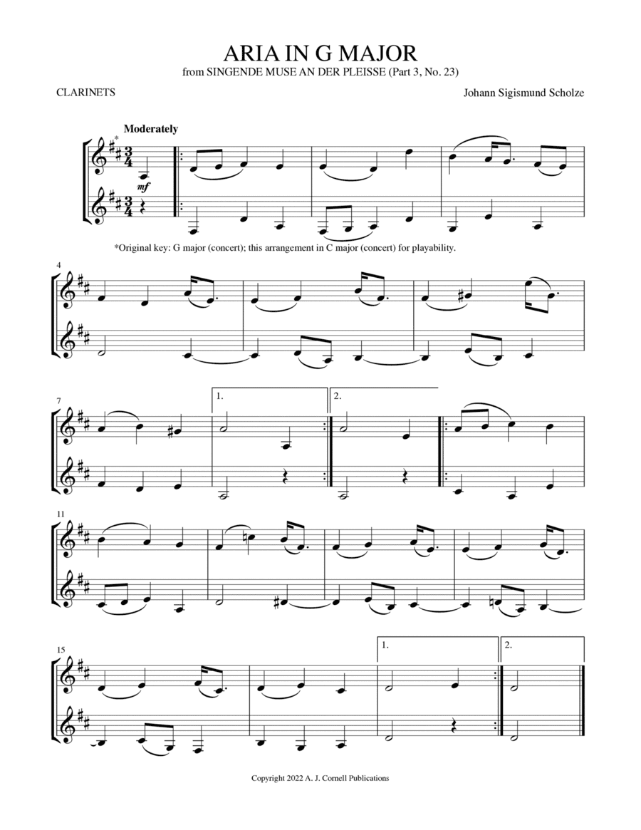 Aria in G Major (from Singende Muse an der Pleisse) (arr. Mark Phillips)