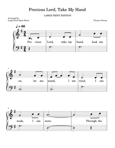 Precious Lord, Take My Hand LARGE PRINT Easy Piano Take My Hand, Precious Lord (arr. Large Print Sheet Music)