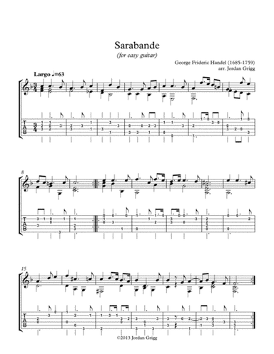 Sarabande (for easy guitar) (arr. Jordan Grigg)