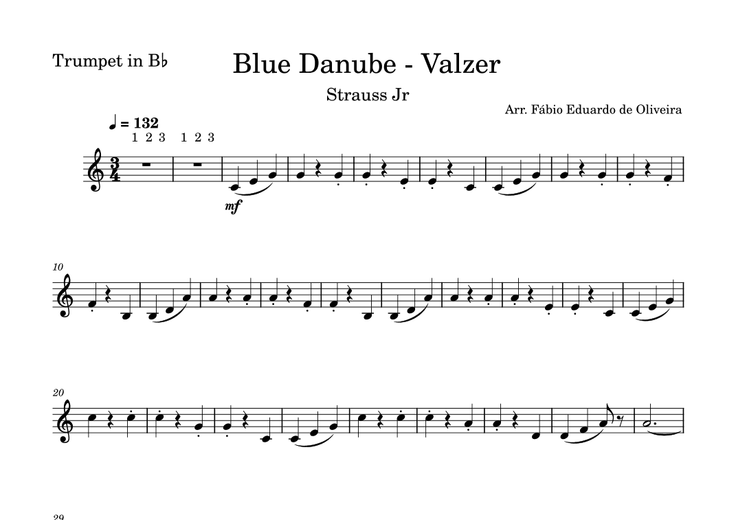 Danube Blue (Strauss Jr) + Mp3 Playback and Demo + Pdf Solo and Piano Parts (arr. Fabio Eduardo de Oliveira)