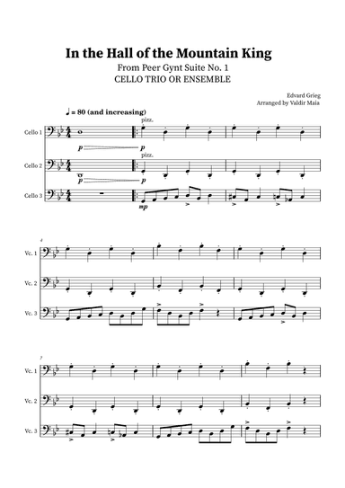 In The Hall Of The Mountain King - Cello Trio (arr. Valdir Maia)