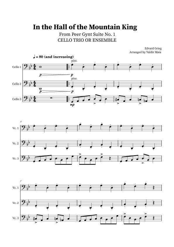 In The Hall Of The Mountain King - Cello Trio (arr. Valdir Maia)