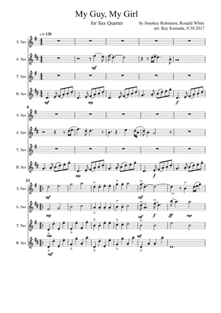 My Guy My Girl (arr. Ray Kamada)
