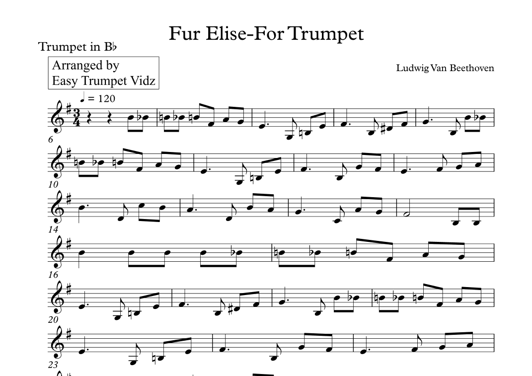 Fur Elise (arr. Easy Trumpet Vidz)