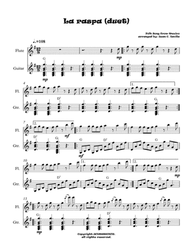 La raspa (Folk Song from Mexico) duet for flute and guitar (arr. Juan C. Davila)
