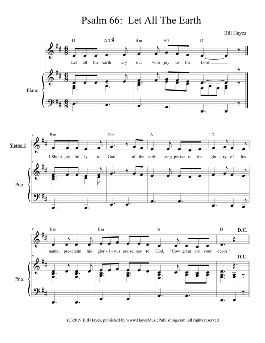 Psalm 66:  Let All The Earth - Piano/Vocal