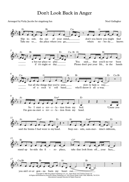 Don't Look Back In Anger (arr. Vicky Jacobs)