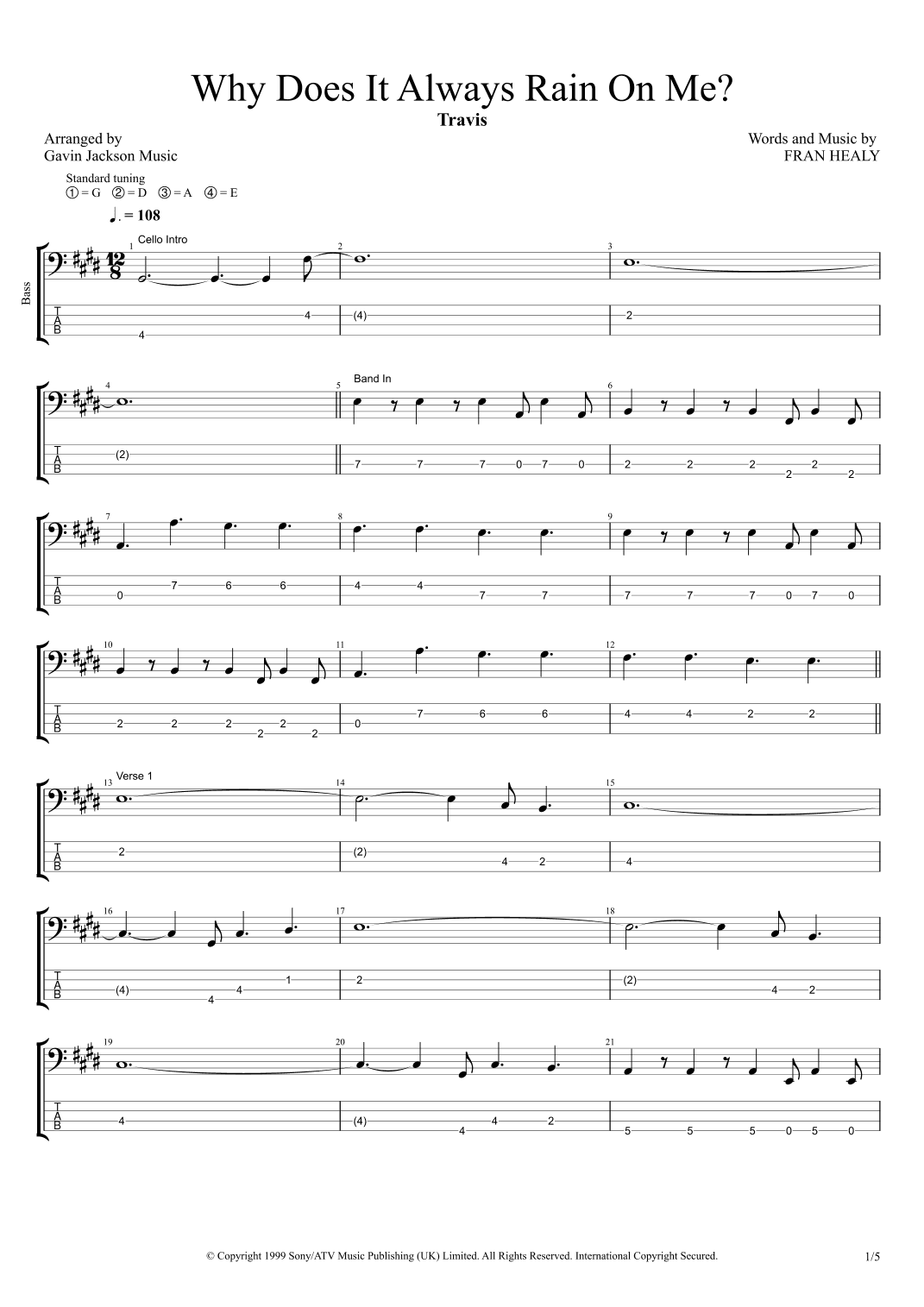 Why Does It Always Rain On Me? (arr. Gavin Jackson Music)