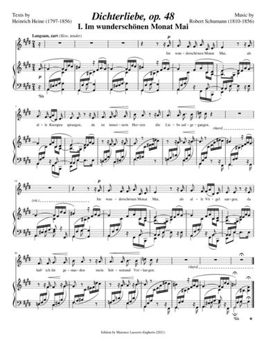 Im wunderschönen Monat Mai [Low Voice; key: C#m] (arr. Maxence Lasserre-Engberts)