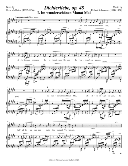 Im wunderschönen Monat Mai [Low Voice; key: C#m] (arr. Maxence Lasserre-Engberts)