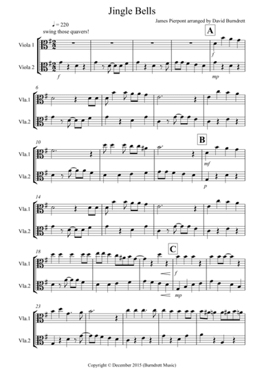 Jingle Bells (Jazzy Style!) for Viola Duet (arr. David Burndrett)
