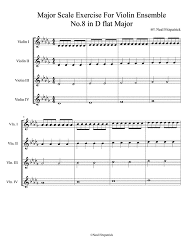 Major Scale Exercise For Violin Ensemble No.8 in D flat Major