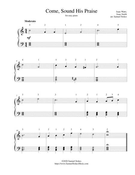 Come, Sound His Praise - for easy piano (arr. Samuel Stokes)