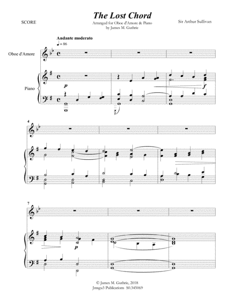 Sullivan: The Lost Chord for Oboe d'Amore & Piano (arr. James M. Guthrie, ASCAP)