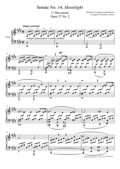 Sonate No. 14, “Moonlight” 1st Movement (arr. Zachary Corbett)