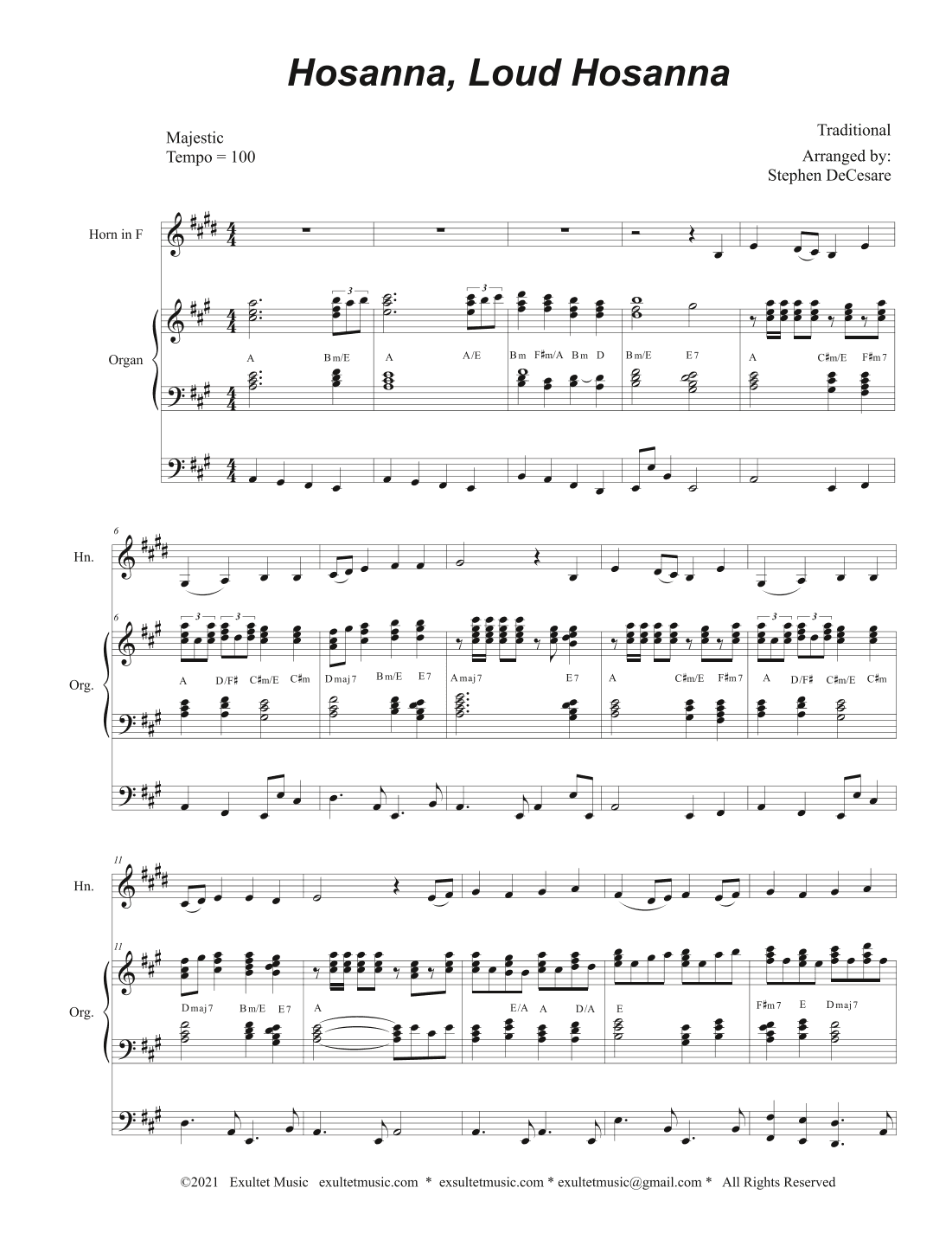 Hosanna, Loud Hosanna (French Horn solo - Organ accompaniment) (arr. Stephen DeCesare)