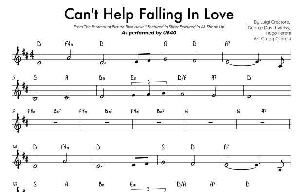 Can't Help Falling In Love (arr. Gregg Charest)